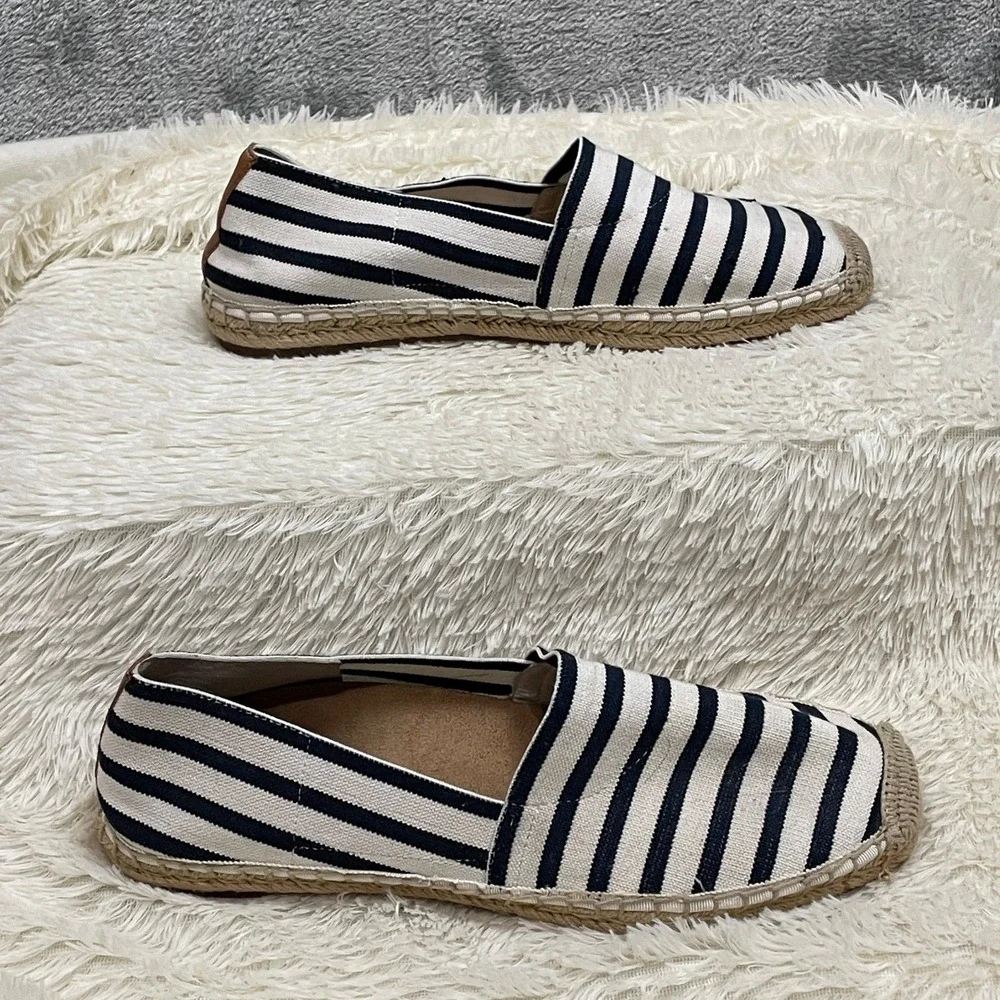 Vionic Espadrille Shoes Womens 10 Striped Stretch Canvas Flats Slip On Nautical‎